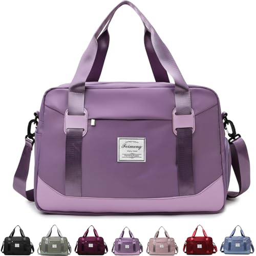 FUNSEED Großes Handgepäck, Reisetaschen für Damen und Herren, 47 x 19 x 32 cm, persönliche Gegenstände, Turnbeutel, Violett, Tragbare Reisetasche von FUNSEED