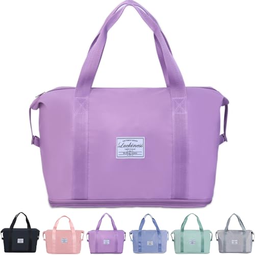 FUNSEED Reisetasche, 39 x 21 x 41 cm, einfaches Handgepäck, einfarbig, für Damen und Herren, Violett, Tragbare Reisetasche von FUNSEED