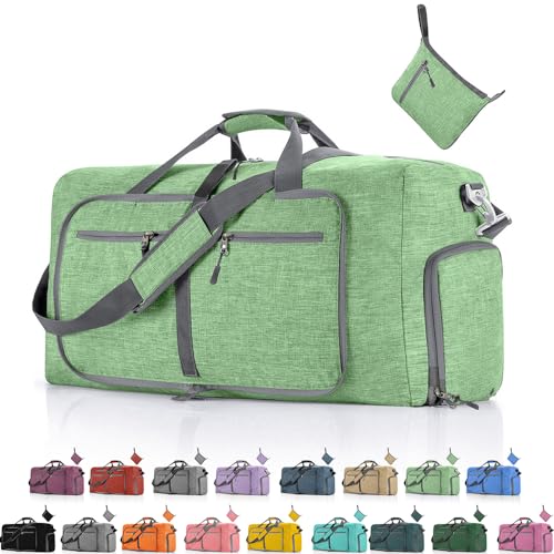 FUNSEED Reisetasche für persönliche Gegenstände, 65 l, Handgepäck, Wochenendtasche, Turnbeutel für Damen und Herren, Hellgrün, 65L, Tragbare Reisetasche von FUNSEED