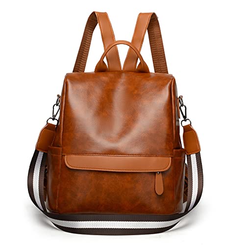FUNSEED Rucksack für Damen, modisch, PU-Leder, Diebstahlschutz, Reisehandtasche, Crossbodyrucksack für den Außenbereich, Braun, Medium, modisch FUNSEED Rucksack für Damen, modisch, PU-Leder, Diebstahlschutz, Reisehandtasche, Crossbodyrucksack für den Außenbereich, Braun, Medium, modisch von FUNSEED