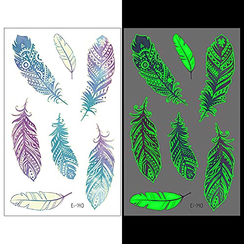 Temporäre Tattoos mit Federn, leuchtende Harzaufkleber, die im Dunkeln leuchten, Füllstoffe, Handwerk Temporäre Tattoos mit Federn, leuchtende Harzaufkleber, die im Dunkeln leuchten, Füllstoffe, Handwerk von FUNSHOWCASE