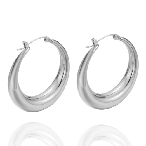 FUNTE Ohrringe Creolen Gold/Silber Damen Ohrringe Gold Hypoallergen Creolen Ohrringe Silber 925 Plattiert für Damen Frauen Mädchen von FUNTE