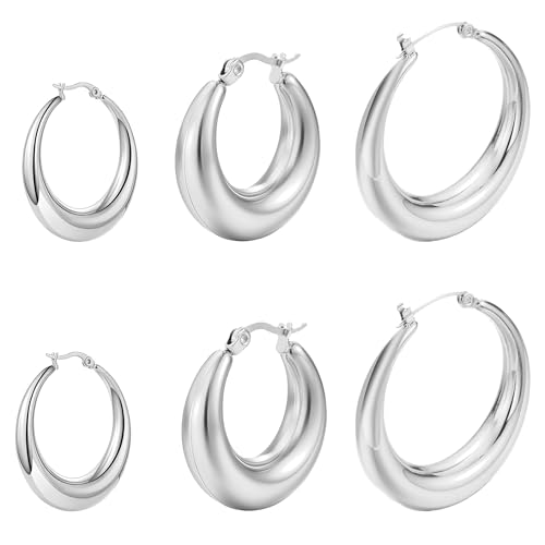 FUNTE Ohrringe Creolen Gold/Silber Damen Ohrringe Gold Hypoallergen Creolen Ohrringe Silber 925 Plattiert für Damen Frauen Mädchen von FUNTE