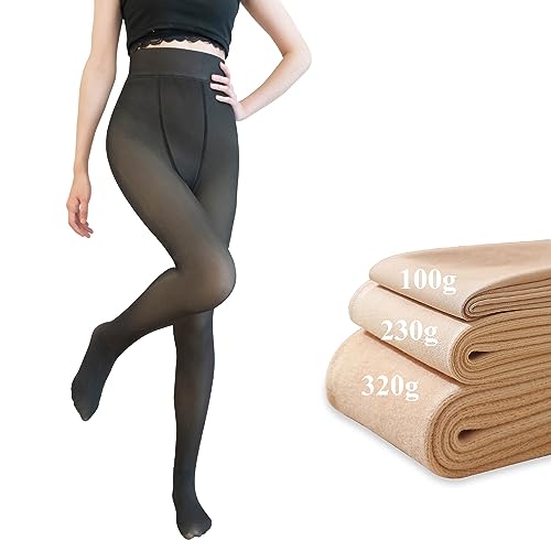 FUNUPUP Fleece Strumpfhose Damen Winter Translucent Tights Women's Thermal Tights Fleece Pantyhose Verdickte Leggings Undurchsichtig 230g Schwarz von FUNUPUP