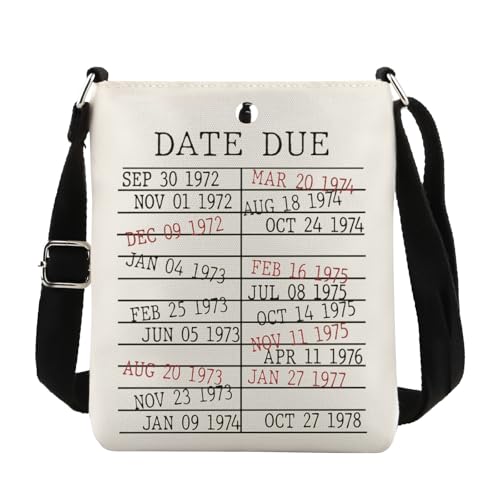 FUNYSO Bibliotheksbuch Datum Fälligkeit Geschenk Buch Liebhaber Bibliothekar Geschenk Buchish Crossbody Bag, Fälligkeitsdatum Cb UK, 0 von FUNYSO