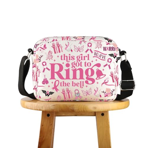 FUNYSO Brustkrebs-Survivor-Geschenk, rosa Schleife, stützendes Geschenk, dieses Mädchen Got to Ring The Bell Crossbody-Tasche, Got to Ring Uk, 0 von FUNYSO
