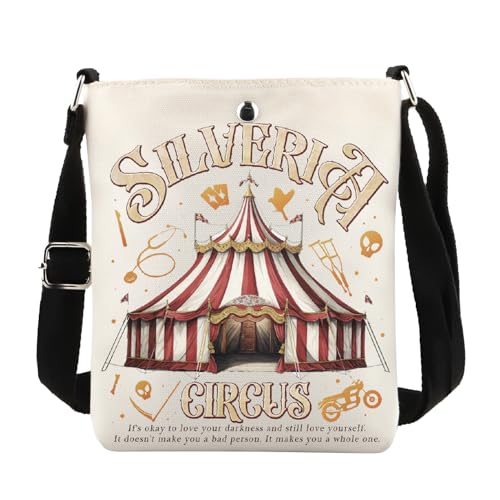 FUNYSO Dark Romance Book Merch Smut Gift Book Lover Reader Messenger Bag Silveria Circus Crossbody Bag, Silveria Circus UK, 0 von FUNYSO