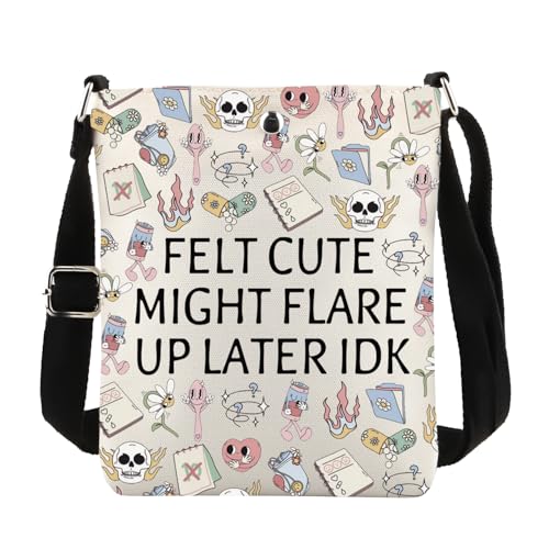 FUNYSO Flare Day Gift Spoonie Warrior Messenger Bag Invisible Illness Gift Felt Cute Might Flare Up Later IDK Crossbody Bag, Filz Cute Might UK, 0 von FUNYSO