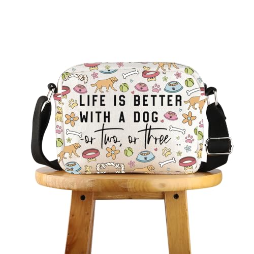 FUNYSO Geschenk für Hundeliebhaber, Haustierbesitzer, Geschenk Life is Better with A Dog Or Two Or Three Crossbody Bag, With a Dog UK, 0 von FUNYSO