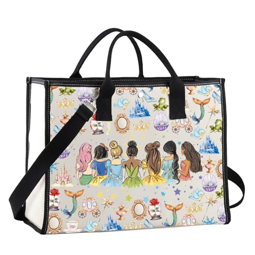 FUNYSO Prinzessin Tote Bag Castle Princ and Princesss Gift Crystal Shoes Frosch Gift Roses Princess Reusable Grocery Bag, Seven Princess Ltote UK, 0 von FUNYSO