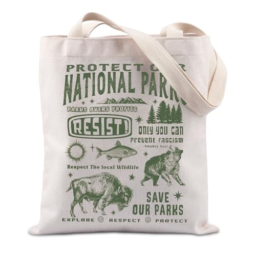 FUNYSO Protect Our National Parks Gift Call For Environmental Protection Gift Nature Lover Wildlife Tote Bag, Protect Parks UK, 0 von FUNYSO