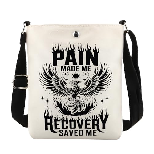 FUNYSO Recovery Gift Nüchternheit Messenger Bag Addiction Recovery Gift Pain Made Me Recovery Saved Me Crossbody Bag, Hergestellt in Großbritannien, 0 von FUNYSO