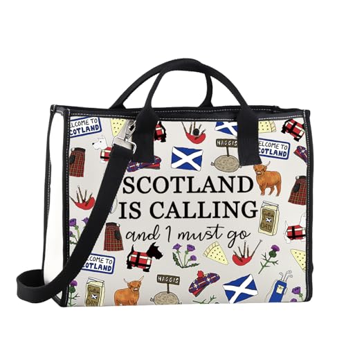 FUNYSO Scotland Gift Edinburgh Gift Scotland Is Calling And I Must Go Canvas-Tragetasche Geschenk für Schottische, Scotland is Tote Uk, 0 von FUNYSO