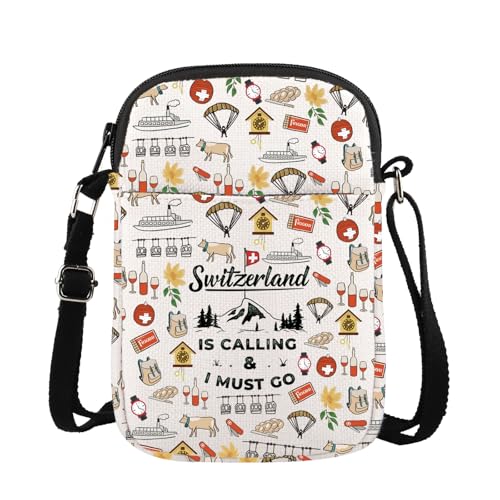 FUNYSO Umhängetasche mit Schweizliebhaber, Schweiz ist Calling And I Must Go Europe Trip, Switzerland Crossbody Bag UK, 0 von FUNYSO