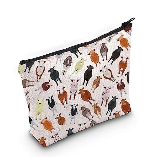 Kuh Liebhaber Geschenk Kuh Mädchen Kosmetiktasche Milchfarm Geschenk Bauernhof Tierliebhaber Geschenk, beige, big, Viele Kuh UK von FUNYSO