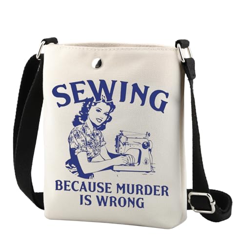 Lustiges Nähgeschenk Nähen Because Is Wrong Crossbody Bag Quilten Umhängetasche für Frauen, Sewing Wrong Cr UK, 0 von FUNYSO