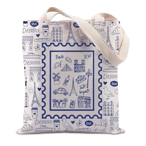 Paris Frankreich Geschenk Sommer Urlaub Thema Paris Reise Souvenirs Geschenke Eiffelturm Trip Tragetasche, Stamp Paris UK, 0 von FUNYSO
