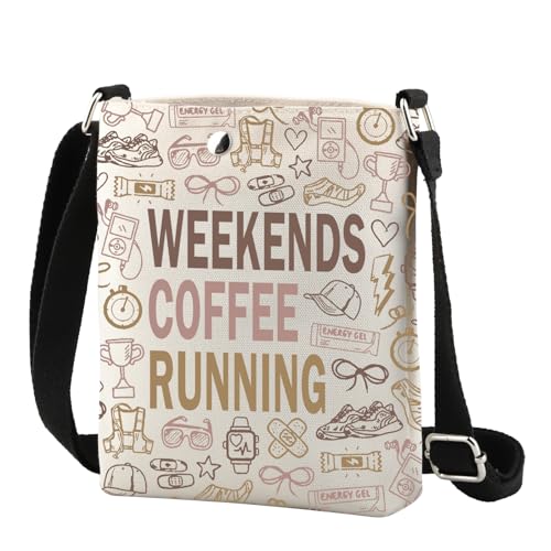 Weekends Coffee Running Crossbody Bag Marathon Training Gift for Runner Funny Running Shoulder Bag, Coffee Running Cr UK, 0 von FUNYSO