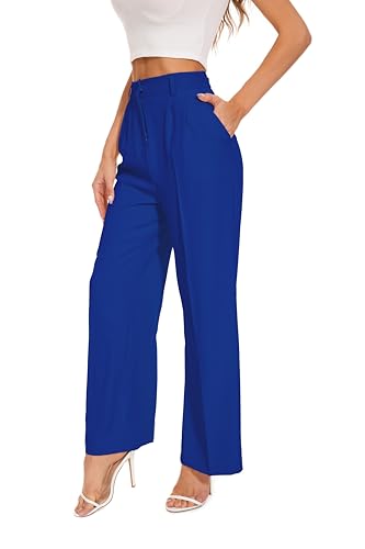 FUNYYZO Women's Wide Leg Pants High Elastic Waisted in The Back Business Work Trousers Long Straight Suit Pants von FUNYYZO