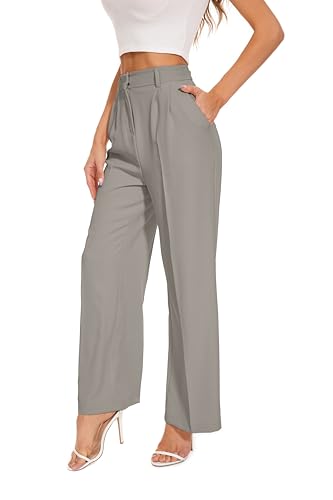 FUNYYZO Women's Wide Leg Pants High Elastic Waisted in The Back Business Work Trousers Long Straight Suit Pants von FUNYYZO