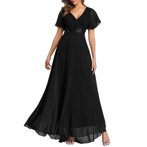 Abendkleid Damen Lang Maxikleid Elegant Lange Ballkleider Prinzessin Ballkleider Damen Schicke Maxikleider Sommer Sommerkleider Schwarzes Kleid Infinity Italienische Kleider Salbeigrün von FUPODD
