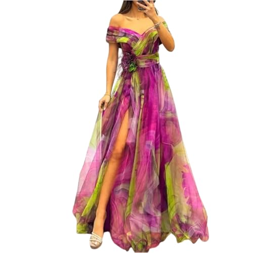 Abendkleid Damen Lang Schulterfrei Cocktailkleid A Linie Tüll Abendkleider Elegant Für Hochzeit Maxi Ballkleid Festliche Abschlusskleid Mit Schlitz Abiballkleider Frauen Kleid Hochzeitsgast von FUPODD