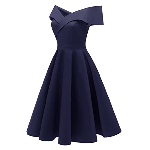 Abendkleider Elegant Für Hochzeit Kleid Hochzeitsgast Damen Schulterfrei Cocktailkleid A Linie Abschlusskleid Frauen Abendkleid Festlich Ballkleid Kleider Off Shoulder Sommerkleid Faltenkleid von FUPODD