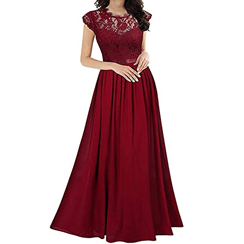 Abendkleider Elegant Für Hochzeit Kleider Festliches Partykleid Lochstickerei Abendkleid Damen Lang Kleid A-Linien Plissee Maxi Cocktailkleid Damen Hohe Taille Lange Ballkleid Frauen Luftig von FUPODD