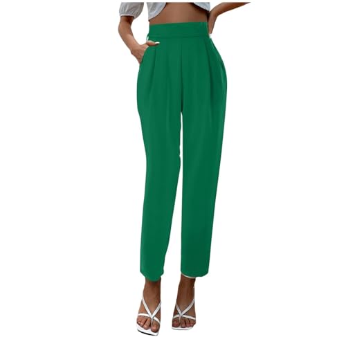 Anzughose Damen High Waist Weite Hose Frauen Elastische Taille Elegant Bequem Hose Lang Mit Taschen Hosen Business Stoffhose Sommer Casual Gerades Bein Arbeitshose Für Büro Geschäft Alltag von FUPODD