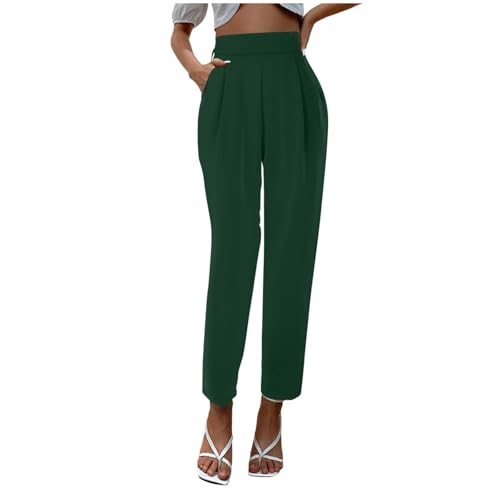 Anzughose Damen High Waist Weite Hose Frauen Elastische Taille Elegant Bequem Hose Lang Mit Taschen Hosen Business Stoffhose Sommer Casual Gerades Bein Arbeitshose Für Büro Geschäft Alltag von FUPODD