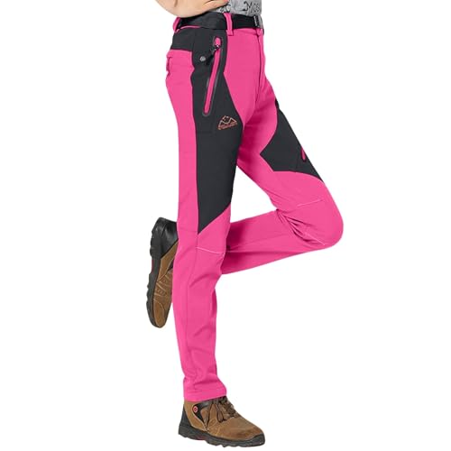 Arbeitshose Damen Wanderungen Skihose Wasserdichtes Damenhose Winddicht Outdoor-Hose Frauen Arbeiten Winterwärme Snowboardhose Trekkinghose Slim-Fit Softshellhose Funktionshose Camping von FUPODD