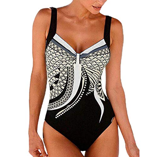 Badeanzug Damen Bauchweg Hoher Beinausschnitt Badeanzüge Bauch Weg Push Up Bikini Set Einteiler Rückenfrei Bademode Curvy Monokini Frauen V Ausschnitt Monokinis Triangel Swimsuits Vintage von FUPODD