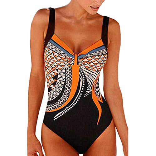 Badeanzug Damen Bauchweg Hoher Beinausschnitt Badeanzüge Bauch Weg Push Up Bikini Set Einteiler Rückenfrei Bademode Curvy Monokini Frauen V Ausschnitt Monokinis Triangel Swimsuits Vintage von FUPODD