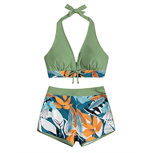 Bikini Damen Set Bauch Weg Mit Shorts Badeanzug Damen Bauchweg Push Up Neckholder Zum Binden Swimsuits V Ausschnitt Rückenfrei Bikinis Frauen Patchwork Blumen Bademode Mit Bein High Waist Bikini Damen Set Bauch Weg Mit Shorts Badeanzug Damen Bauchweg Push Up Neckholder Zum Binden Swimsuits V Ausschnitt Rückenfrei Bikinis Frauen Patchwork Blumen Bademode Mit Bein High Waist von FUPODD
