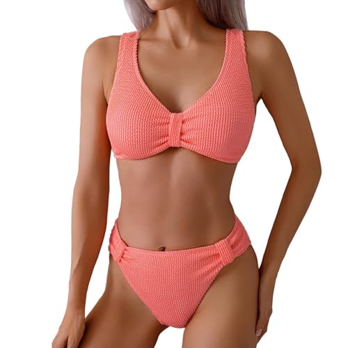 Bikini Damen Set Push Up Bauchweg Badeanzug Damen Bauch Weg High Waist Bademode Frauen Bikini-Sets Zweiteiliger Hoher Beinausschnitt Bikinis Triangle V Ausschnitt Swimsuits Kleine Brüste von FUPODD