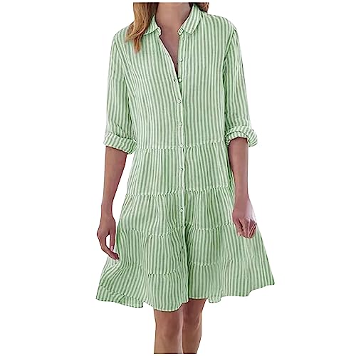Blusenkleid Damen Sommer Gestreift Sommerkleid Knielang Hemdkleid Mit Ärmeln Knopfleiste Kleider A Linie Rüschen Hemdblusenkleid Frauen Kleid Streifen Sommerkleider Leicht Luftig Strandkleid Blusenkleid Damen Sommer Gestreift Sommerkleid Knielang Hemdkleid Mit Ärmeln Knopfleiste Kleider A Linie Rüschen Hemdblusenkleid Frauen Kleid Streifen Sommerkleider Leicht Luftig Strandkleid von FUPODD