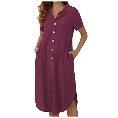 Blusenkleid Damen Sommer Sommerkleid Midi Kurzarm Hemdkleid Elegant Tunika Kleid Knöpfe Sommerkleider Leicht Und Luftig Kleider Mit Kragen Taschen Hemdblusenkleid Frauen Locker Strandkleid Blusenkleid Damen Sommer Sommerkleid Midi Kurzarm Hemdkleid Elegant Tunika Kleid Knöpfe Sommerkleider Leicht Und Luftig Kleider Mit Kragen Taschen Hemdblusenkleid Frauen Locker Strandkleid von FUPODD