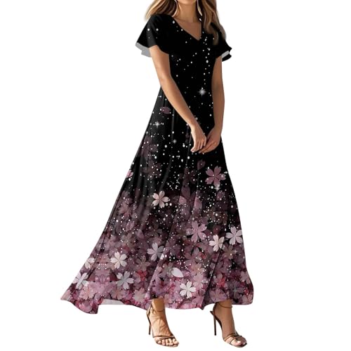 Boho-Kleid A Linien Kleid Damen Sommer Lange Leichte Sommerkleider Partykleid Sommerkleid Damen Leicht Und Luftig Strandkleider Schwangerschaftskleid Kleid A Linie Brautkleid Standesamt von FUPODD