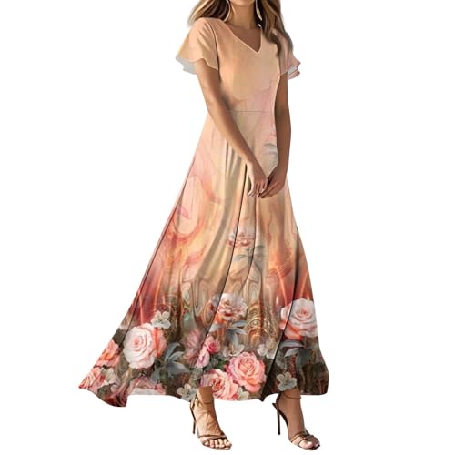 Boho-Kleid A Linien Kleid Damen Sommer Lange Leichte Sommerkleider Partykleid Sommerkleid Damen Leicht Und Luftig Strandkleider Schwangerschaftskleid Kleid A Linie Brautkleid Standesamt von FUPODD