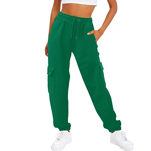 Cargohose Damen Breite Jogginghose Damen Mit Gummizug Sporthose Damen Lang Mit Vielen Taschen Trainingshose Freizeithose Wanderhose Sport Hosen Bequeme Sweathose Gym Laufhose Frauen Tennishose von FUPODD
