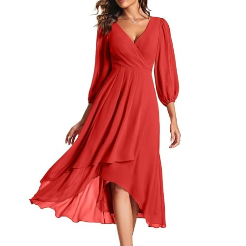 Chiffonkleid Damen Vorne Kurz Hinten Lang Kleid Hochzeitsgast Abendkleider Elegant Für Hochzeit A Linie Cocktailkleid Frauen Mit Ärmeln Wickelkleid V Ausschnitt Ballkleid Schwingen Partykleid Chiffonkleid Damen Vorne Kurz Hinten Lang Kleid Hochzeitsgast Abendkleider Elegant Für Hochzeit A Linie Cocktailkleid Frauen Mit Ärmeln Wickelkleid V Ausschnitt Ballkleid Schwingen Partykleid von FUPODD
