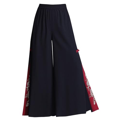 Culottes Hosen Damen High Waist Weite Sommerhose Frauen Leicht Und Luftig Palazzo Hose 7/8 Musselin Freizeithose Vintage Seitlich Zu Öffnen Chiffon Marlenehose Sommer Stoffhose Lockere Hosen von FUPODD