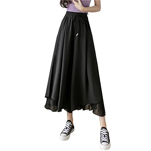 Culottes Hosen Damen Leichte Sommerhose, Damen Wickelhose Weites Bein Rüschen Hose Damen Sommer Hosen Mit Weitem Bein Leicht Luftige Sommerhosen Plissee Bequeme Sporthose für Frauen Schlaghose von FUPODD