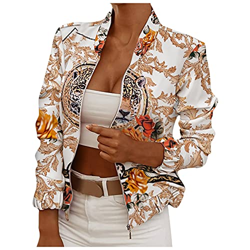 Damen-Jacken Outwear Coat Winterjacke Damen Kurz Bomberjacke Party Jacke Damen Zipper Blouson Kurzmantel Damen Langarm Übergangsjacke Leichte Pilotenjacke Frauen Pilotenjacke Frühling Winter von FUPODD