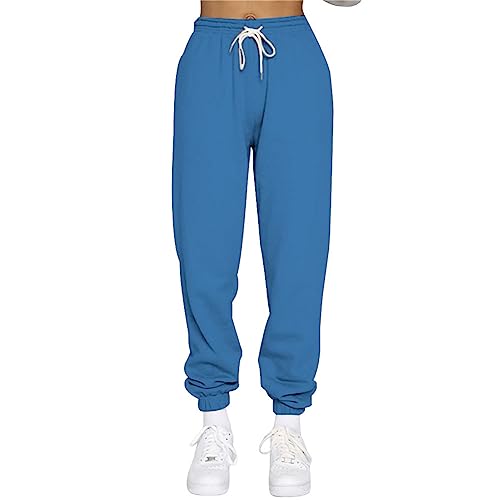 Damen Jogginghose Baggy Sweathose Bequeme Sporthose Mit Elastische Kordelzug Taille Und Taschen Trainingsanzug Hose Einfarbig Stoffhose Lässiges Fitnessstudio Freizeithosen Frauen Laufhosen von FUPODD
