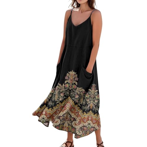 Damen Kleider Elegant Trägerkleid Damen Spaghettiträger-Kleid A Linie Luftige Sommerkleider Umstandskleid Festlich Weisses Strandkleid Große Größen Sommerkleidung Multiway Sommerkleid Lang von FUPODD