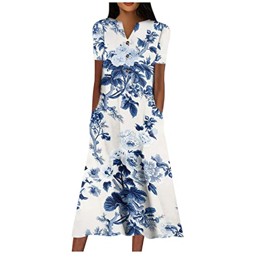 Damen Kleider Lang A Linie Sommerkleid Elegant Sommerkleider Leicht Und Luftig Boho Tunika Kleid Mit Taschen Sommer Italienische Strandkleid Kurzarm V Ausschnitt Freizeitkleider Frauen Locker Damen Kleider Lang A Linie Sommerkleid Elegant Sommerkleider Leicht Und Luftig Boho Tunika Kleid Mit Taschen Sommer Italienische Strandkleid Kurzarm V Ausschnitt Freizeitkleider Frauen Locker von FUPODD