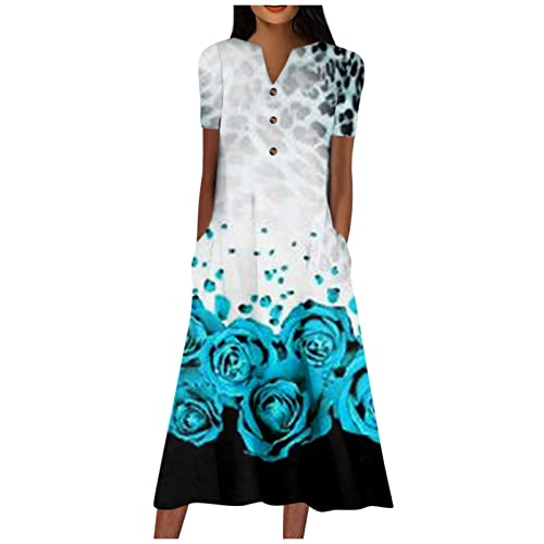 Damen Kleider Lang A Linie Sommerkleid Elegant Sommerkleider Leicht Und Luftig Boho Tunika Kleid Mit Taschen Sommer Italienische Strandkleid Kurzarm V Ausschnitt Freizeitkleider Frauen Locker Damen Kleider Lang A Linie Sommerkleid Elegant Sommerkleider Leicht Und Luftig Boho Tunika Kleid Mit Taschen Sommer Italienische Strandkleid Kurzarm V Ausschnitt Freizeitkleider Frauen Locker von FUPODD