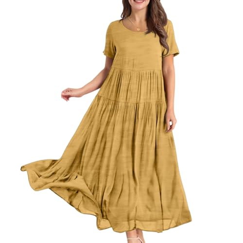 Damen Kleider Maxikleid Strandkleid Damen Lang A Linien Boho Kleid Große Größen Lange Sommerkleider Chiffonkleid Damenkleider Festlich Strandkleider A Linie Schwangerschaftskleid Leichte von FUPODD