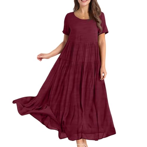 Damen Kleider Maxikleid Strandkleid Damen Lang A Linien Boho Kleid Große Größen Lange Sommerkleider Chiffonkleid Damenkleider Festlich Strandkleider A Linie Schwangerschaftskleid Leichte von FUPODD